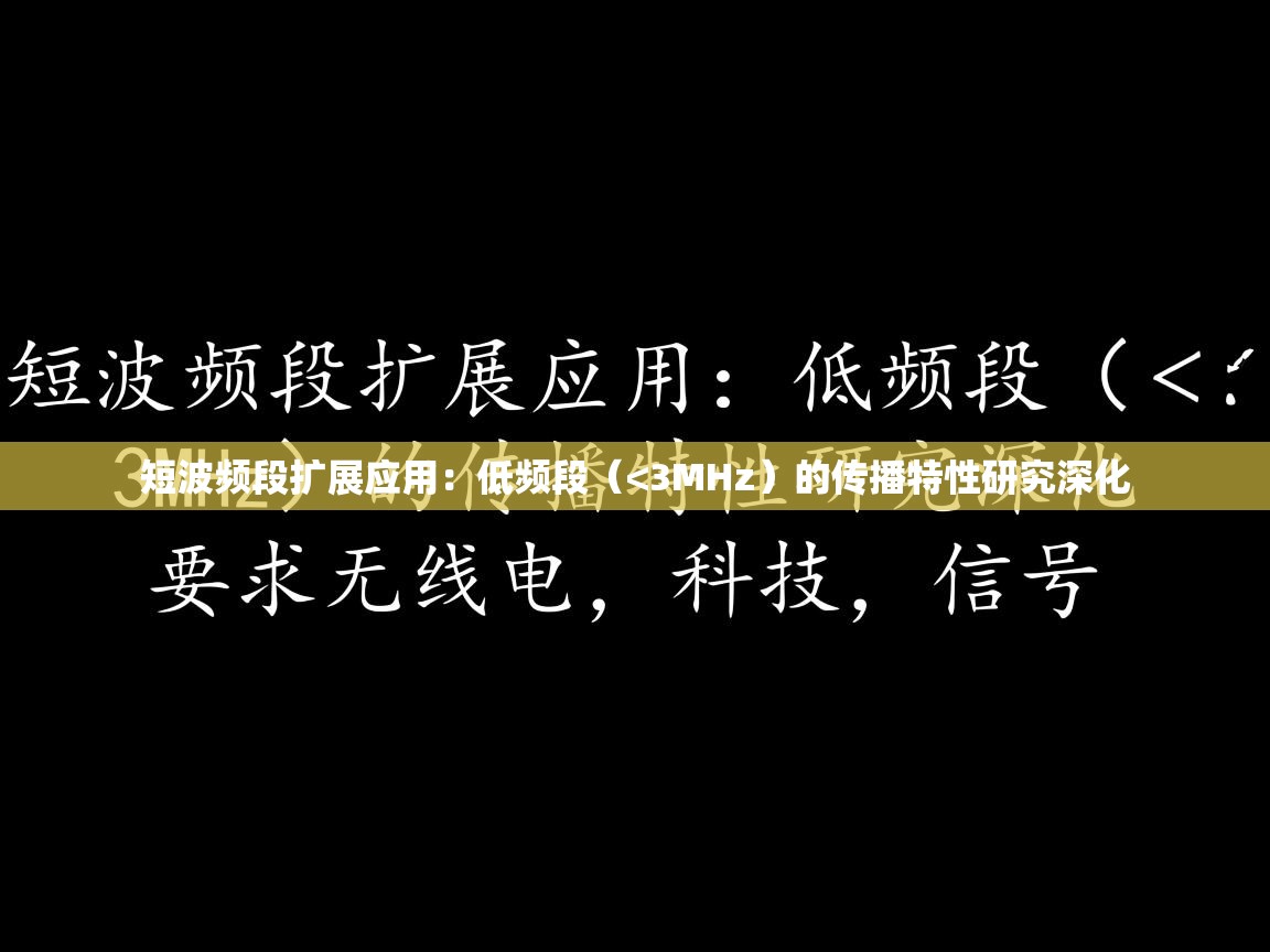 短波频段扩展应用：低频段（<3MHz）的传播特性研究深化